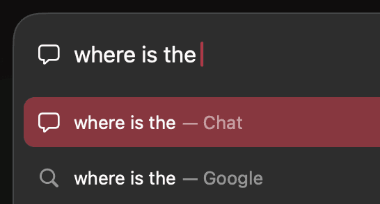 Dia routing a question to chat