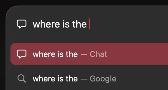 Dia routing a question to chat